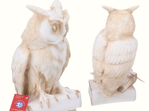 Rzeźba Dekoracyjna - Sowa na Książce (Alabaster Grecki) - 23 cm