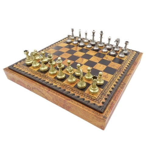 Szachy Metalowe z Motywem Dawnej Mapy – 28 x 28 cm