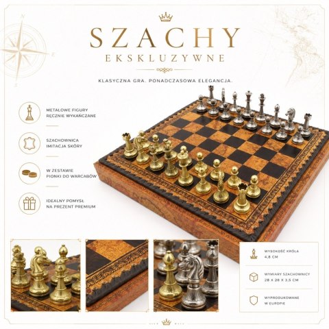 Szachy Metalowe z Motywem Dawnej Mapy – 28 x 28 cm