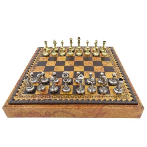 Szachy Metalowe z Motywem Dawnej Mapy – 28 x 28 cm