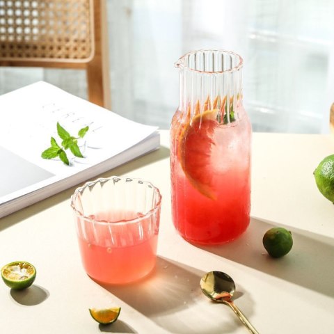 Szklana Karafka ze Szklanką – Falowana Struktura - 510 ml + 220 ml