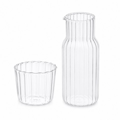 Szklana Karafka ze Szklanką – Falowana Struktura - 510 ml + 220 ml