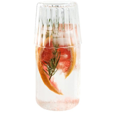 Szklana Karafka ze Szklanką – Falowana Struktura - 510 ml + 220 ml