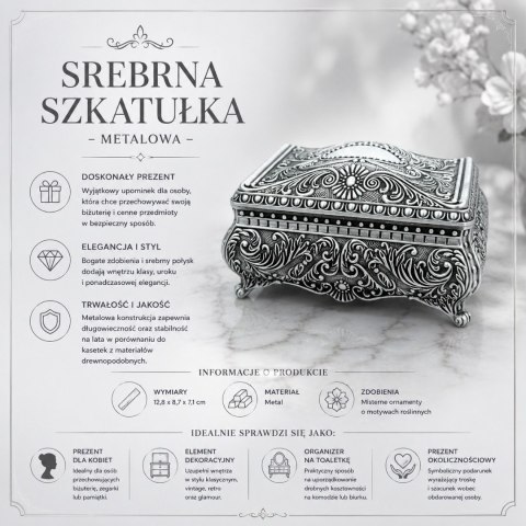 Szkatułka Metalowa – Styl Ludwikowski – 12,8 cm
