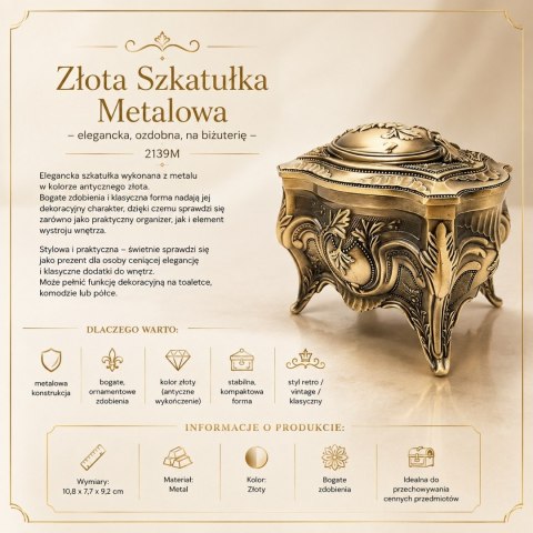 Szkatułka z Bogatym Zdobieniem – Styl Klasyczny – 10,8 cm