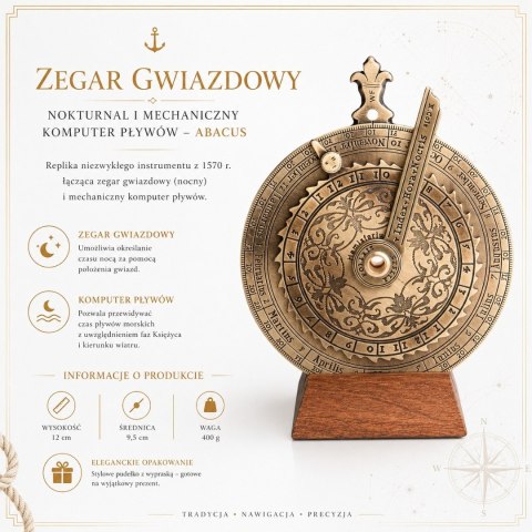 Zegar Gwiazdowy - Nokturnal i Komputer Pływów – 12 cm