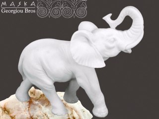 Rzeźba Dekoracyjna - Słoń Kleofas (Alabaster Grecki) - 26x19 cm