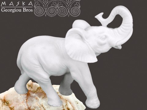 Rzeźba Dekoracyjna - Słoń Kleofas (Alabaster Grecki) - 26x19 cm