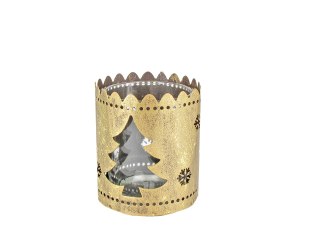 Świecznik Szklany Choinka - Złoty - 7 x 6 cm