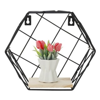 Sześciokątna Półka Ścienna LOFT - Czarna - Bok 15 cm