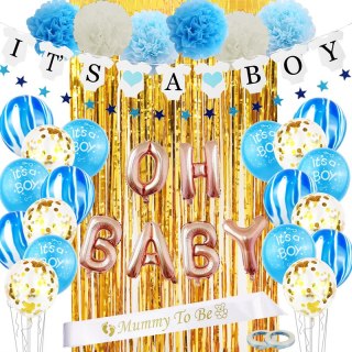 Zestaw Balonów i Rekwizytów Baby Shower - "It's a Boy"