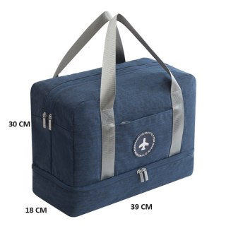 Torba Podróżna i Sportowa z Komorą - Granatowa - 39 x 30 cm