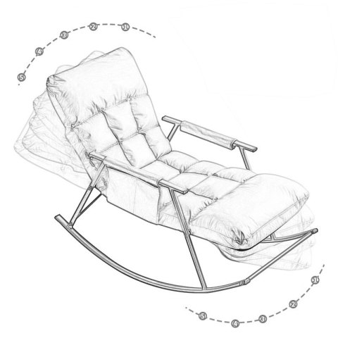 Fotel Bujany z Regulacją Oparcia i Podnóżka - Szary - 140 x 60 cm