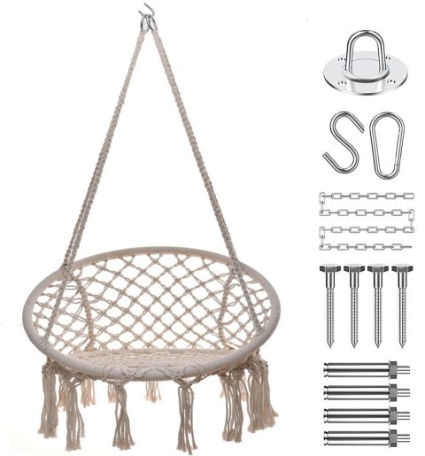 Fotel Wiszący Bocianie Gniazdo BOHO – Beżowy