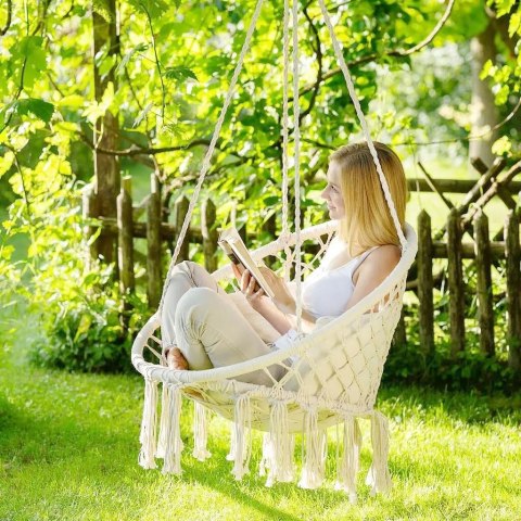 Fotel Wiszący Bocianie Gniazdo BOHO – Beżowy
