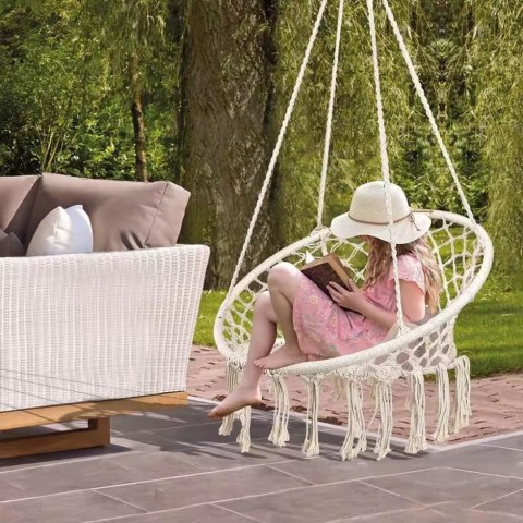 Fotel Wiszący Bocianie Gniazdo BOHO – Beżowy