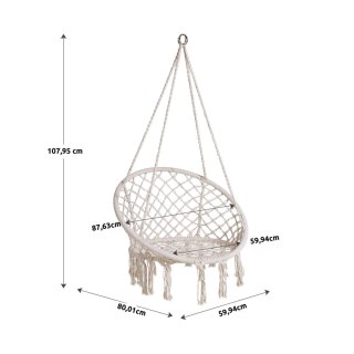 Fotel Wiszący Bocianie Gniazdo BOHO – Beżowy