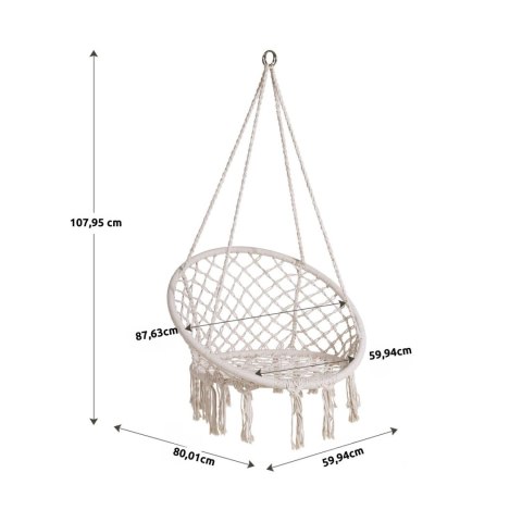 Fotel Wiszący Bocianie Gniazdo BOHO – Beżowy