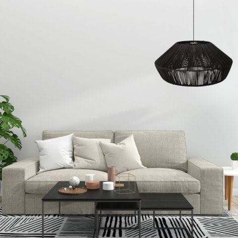 Lampa Wisząca Rattanowa - Czarna - 50 x 20 cm