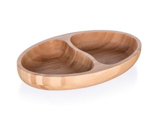 Bambusowy Półmisek Dzielony - Naturalne Drewno - 24x13,5 cm