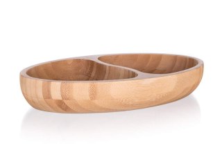 Bambusowy Półmisek Dzielony - Naturalne Drewno - 24x13,5 cm