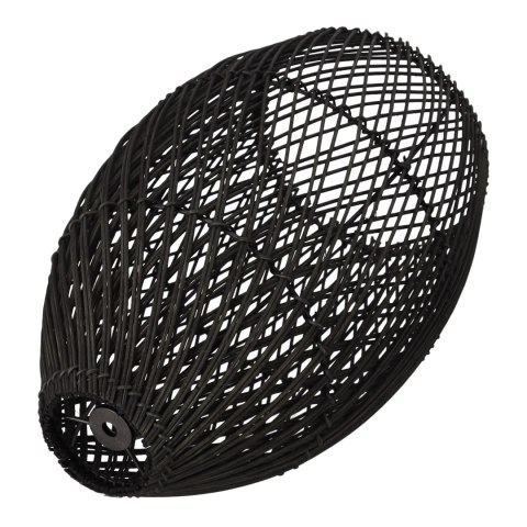 Lampa Wisząca z Rattanu i Drewna - Czarna - 25 x 50 cm