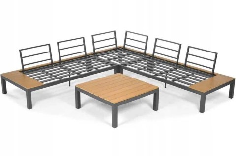 Narożnik Ogrodowy ze Stolikiem - Pollywood / Aluminium - 246 cm