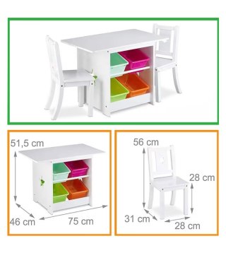 Zestaw Mebli Dziecięcych z Organizerem - Biały - 87x52 cm