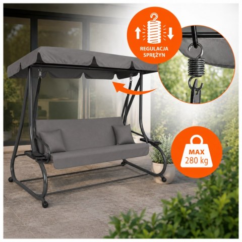 Bujana Sofa Ogrodowa z Daszkiem - Rozkładana – Szara