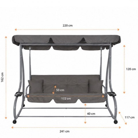 Bujana Sofa Ogrodowa z Daszkiem - Rozkładana – Szara