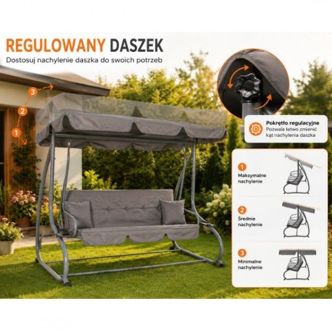 Bujana Sofa Ogrodowa z Daszkiem - Rozkładana – Szara