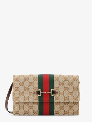 Portfel na Pasku GUCCI Horsebit Web GG - Beżowy - 8 x 5 cm