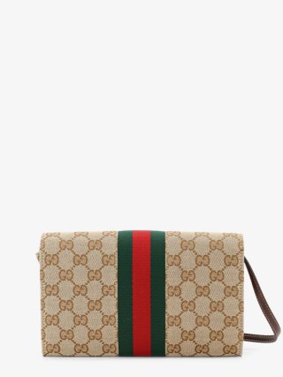 Portfel na Pasku GUCCI Horsebit Web GG - Beżowy - 8 x 5 cm