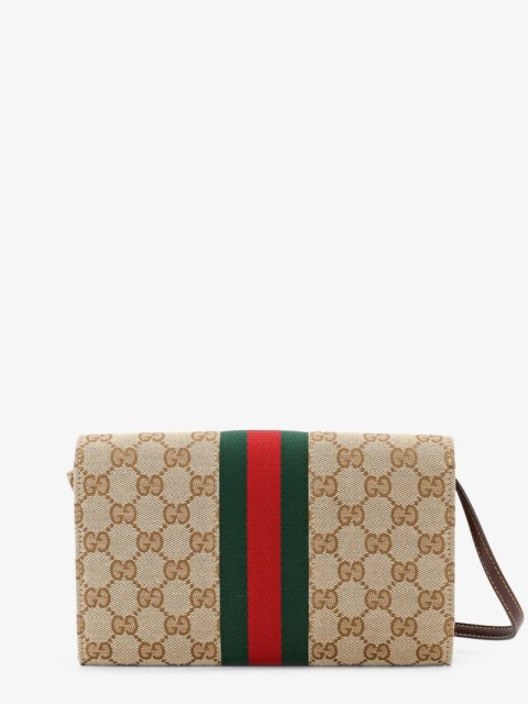 Portfel na Pasku GUCCI Horsebit Web GG - Beżowy - 8 x 5 cm
