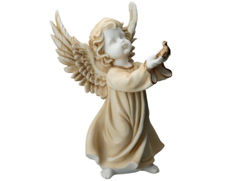 Rzeźba Dekoracyjna Alabaster Grecki - Anioł z Gołębiem - 32 cm