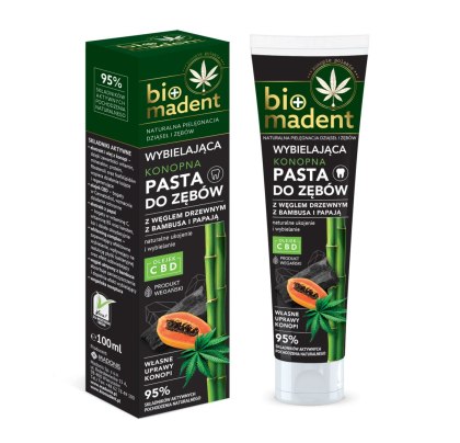Ochronno-Wybielająca Pasta do Zębów i Dziąseł – Olej Konopny, Węgiel Bambusowy i Papaja – 100 ml