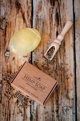 Wegańskie Mydło w Kostce do Pielęgnacji Ciała – Olej Konopny, Kokos i Gliceryna – 90 g