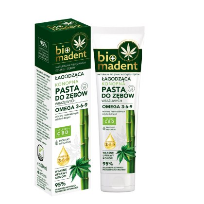 Łagodząca Pasta do Zębów Wrażliwych i Dziąseł – Olej Konopny, Omega 3-6-9 i CBD – 100 ml