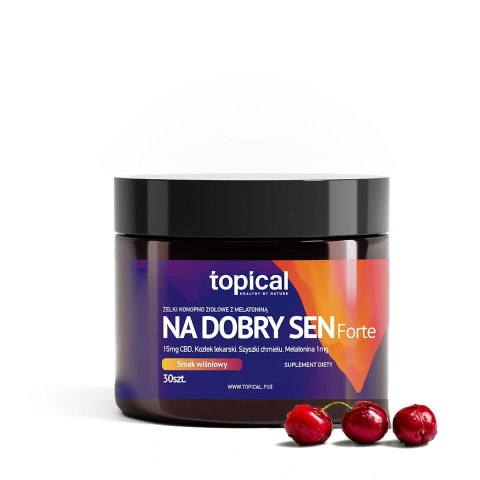 Żelki konopne FORTE na Sen – Melatonina i Kozłek (smak wiśniowy) – 30 szt.