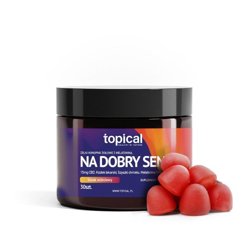 Żelki konopne FORTE na Sen – Melatonina i Kozłek (smak wiśniowy) – 30 szt.