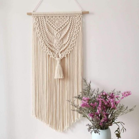 Makrama Wisząca na Ścianę - Styl Boho - 80 cm