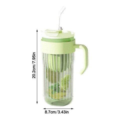 Kubek Szklany Ryflowany - Różowy - 20 cm