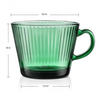 Ryflowana Szklanka - Butelkowa Zieleń - 380 ml