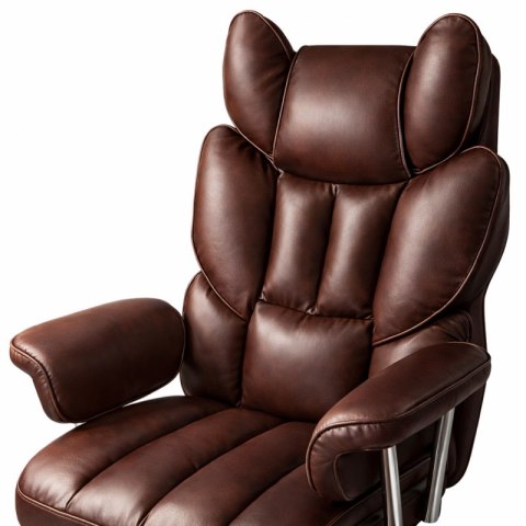 Fotel Gabinetowy RELAX PRO z Podnóżkiem – Ciemnobrązowa Ekoskóra
