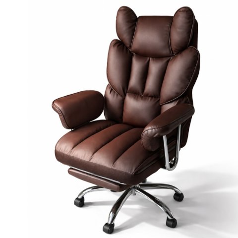 Fotel Gabinetowy RELAX PRO z Podnóżkiem – Ciemnobrązowa Ekoskóra