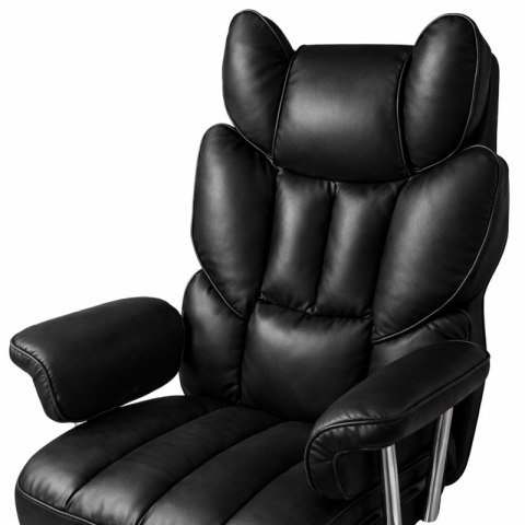 Fotel Gabinetowy RELAX PRO z Podnóżkiem – Czarna Ekoskóra