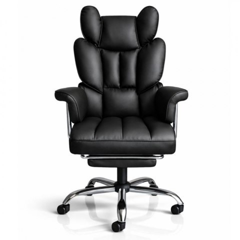 Fotel Gabinetowy RELAX PRO z Podnóżkiem – Czarna Ekoskóra