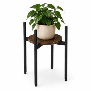 Kwietnik Loftowy - Drewno i Czerń - 41 cm