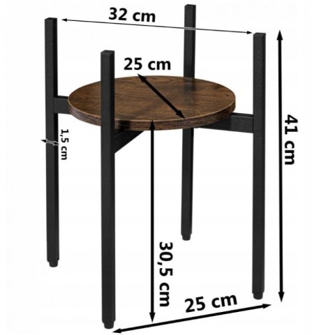 Kwietnik Loftowy - Drewno i Czerń - 41 cm