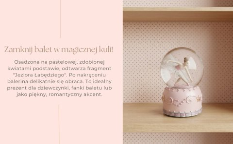 Pozytywka Baletnica w Szklanej Kuli – Różowa – Śr. 8 cm